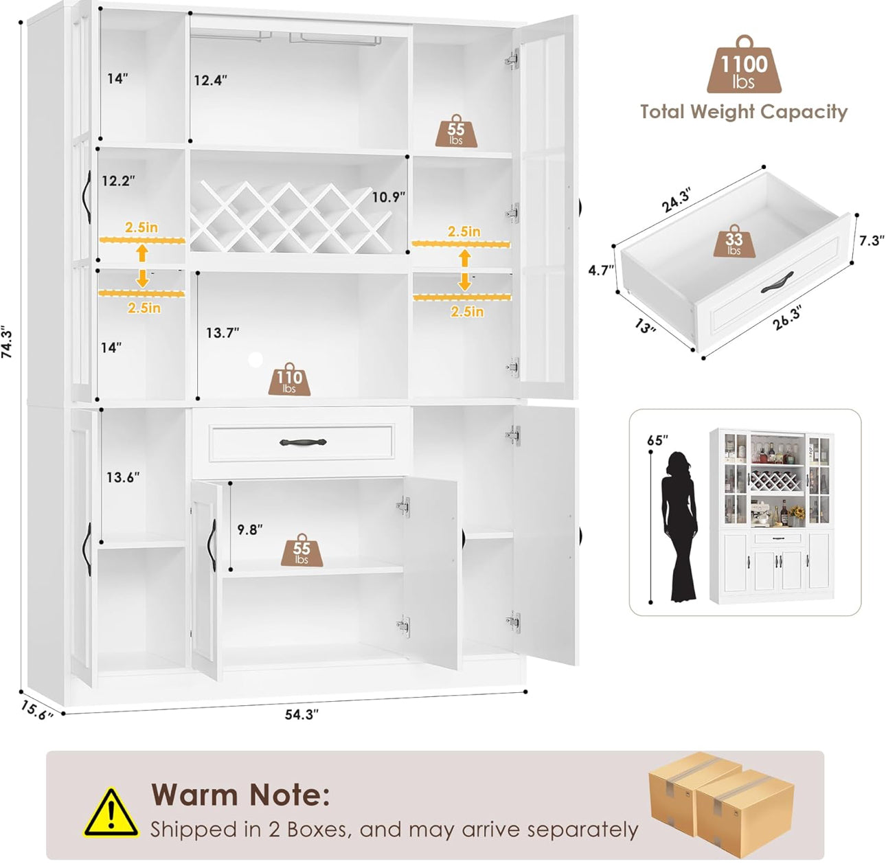 Cabinet pantry , coffee bar , white new in box free shipping in the US