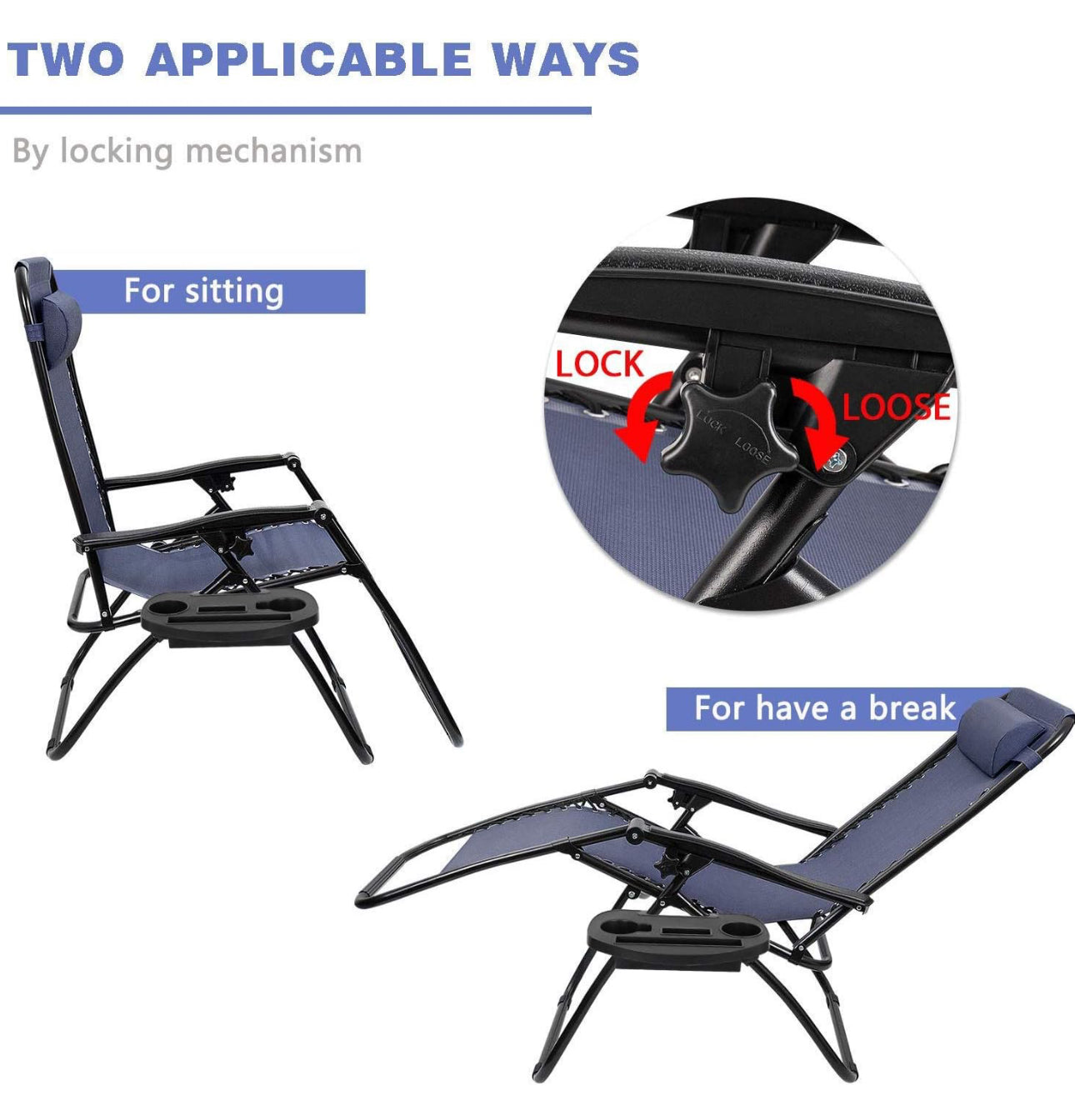 Set up two lawn chairs, Blue mash portable. Free shipping in the US
