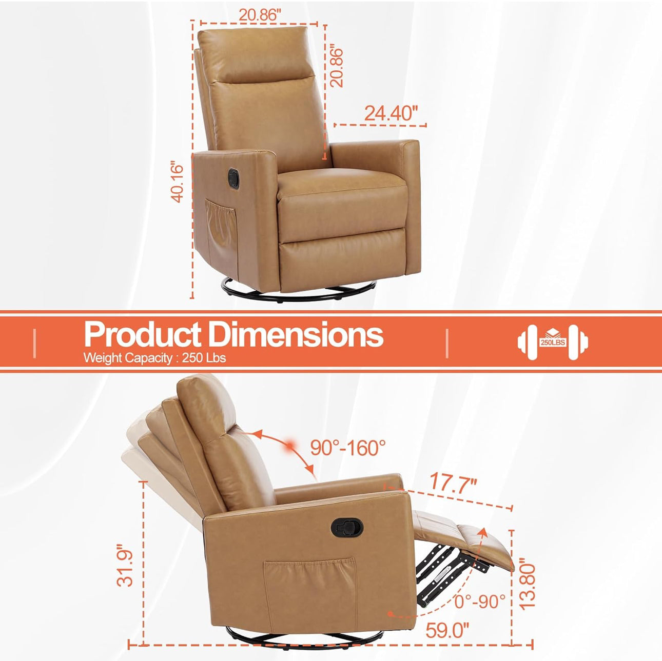 Rock swivel recliner free shipping in the US