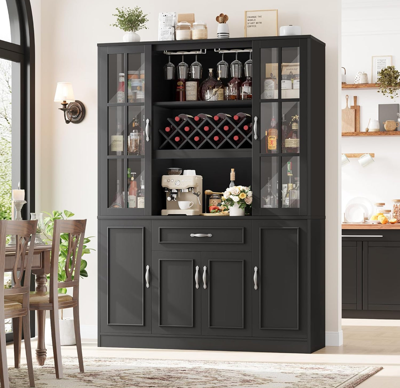 Black cabinet , pantry , coffee bar, wine bar. In box . Free shipping in the US