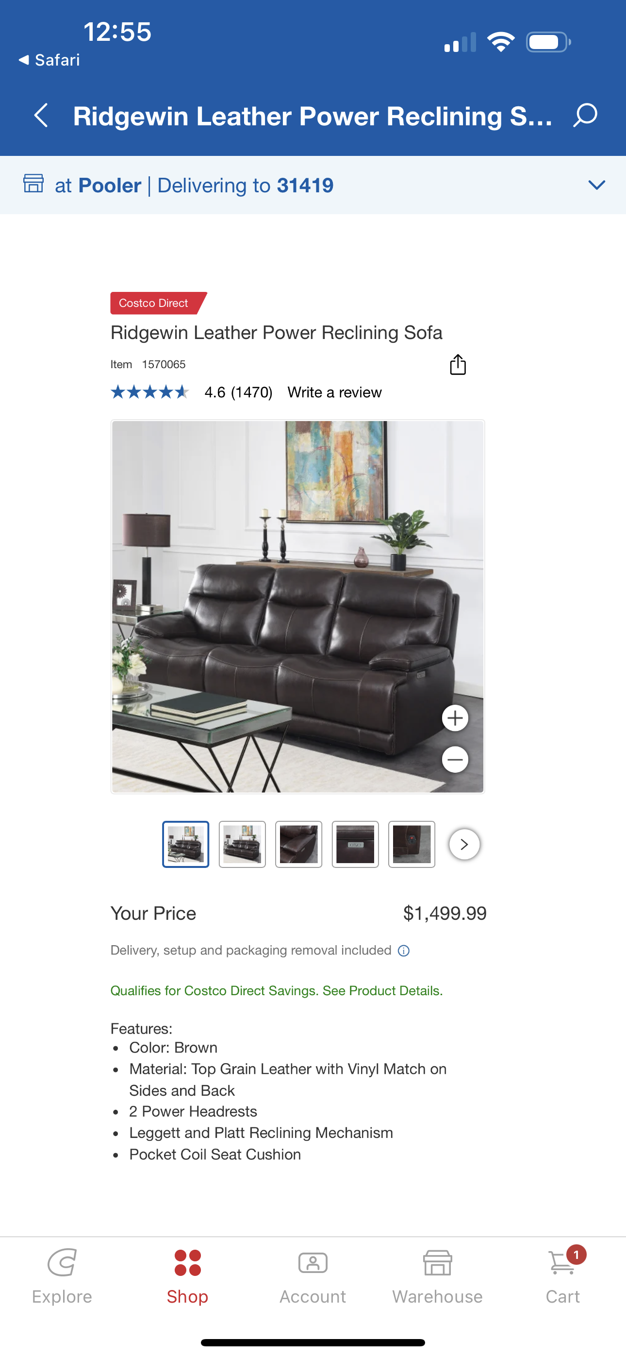 Top grain leather new sofa recliner $799.99each