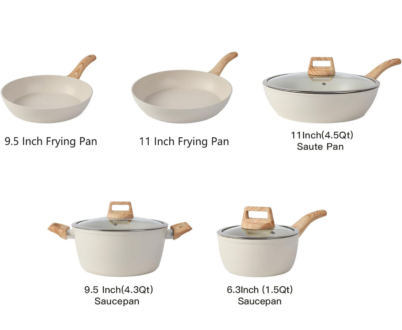 16 pc cookware set free shipping in the US non stick white