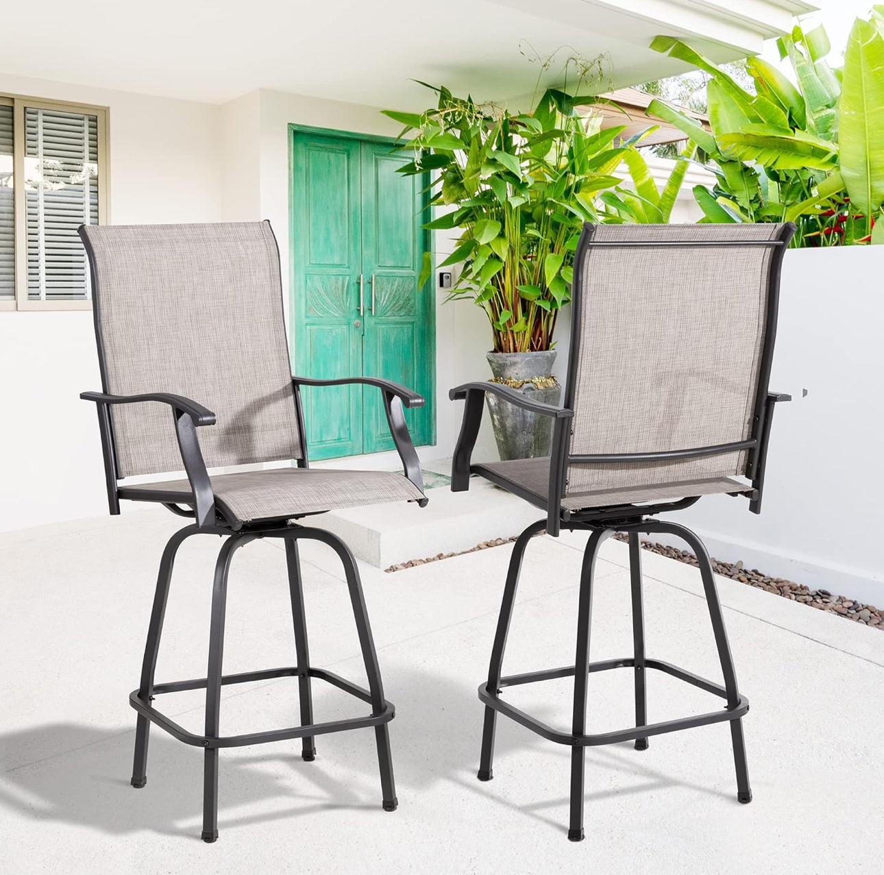 Set of 2 outdoor bar stools fully assembled
