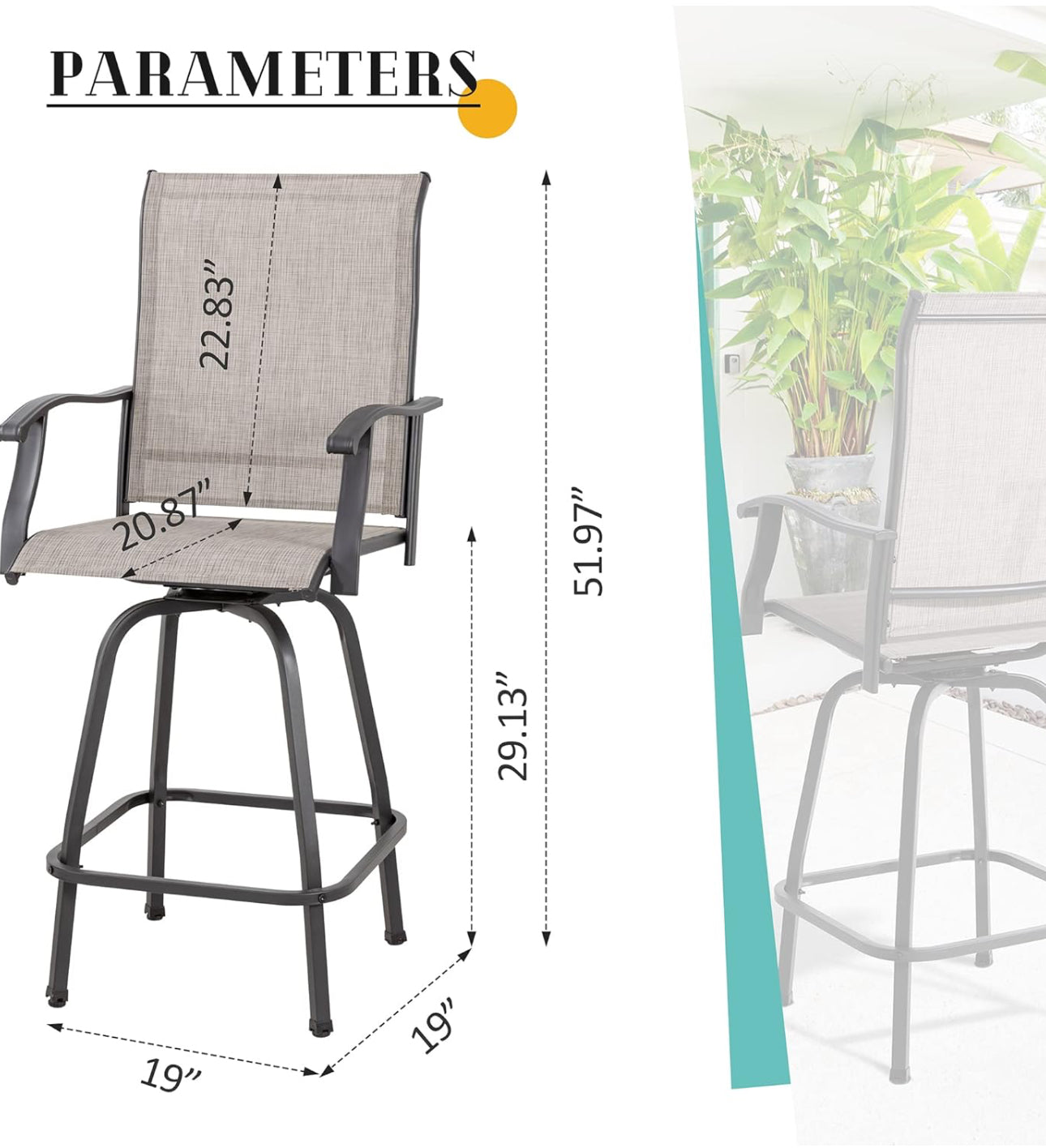 Set of 2 outdoor bar stools fully assembled
