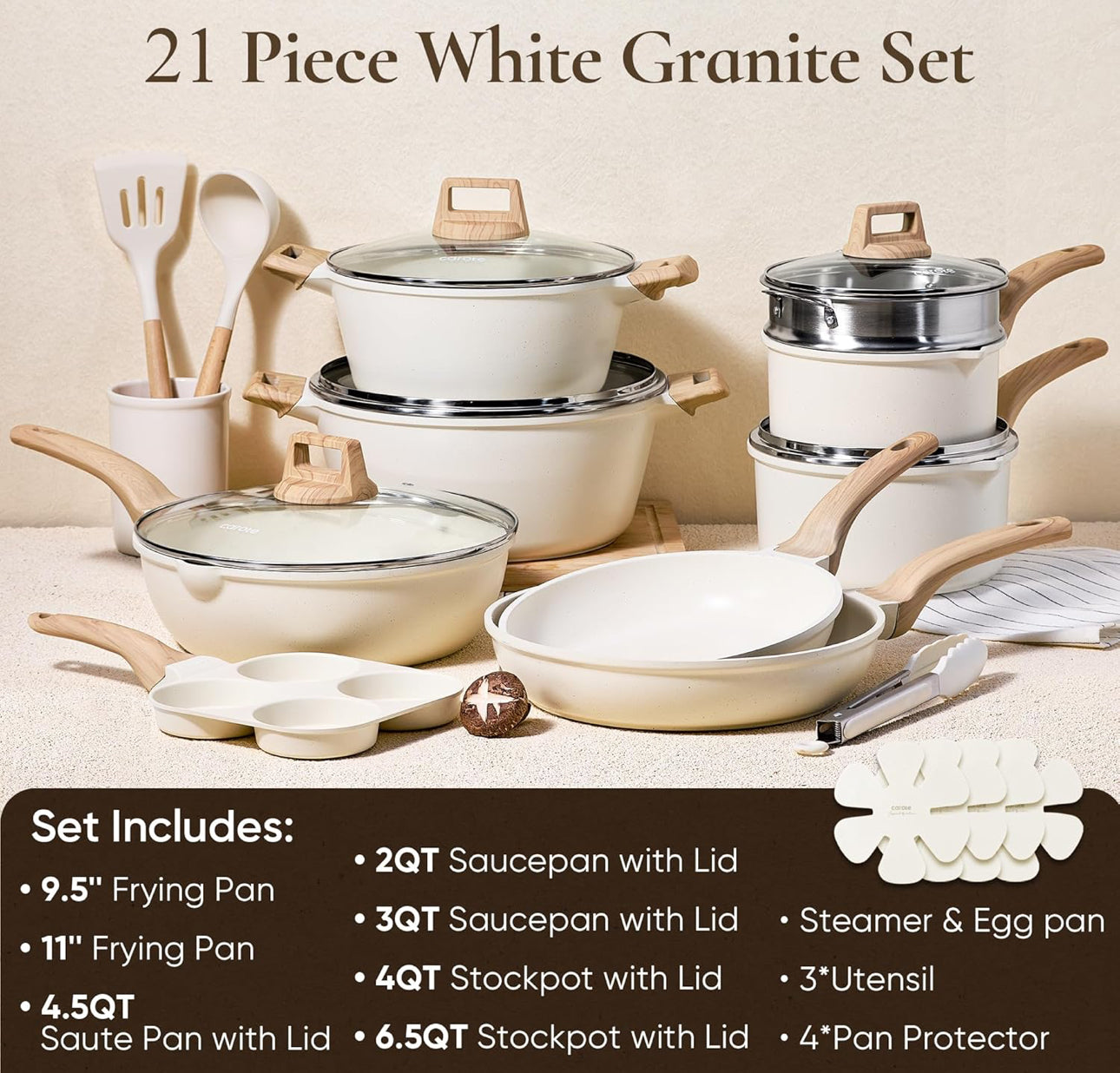 21 pc non stick cookware set free shipping