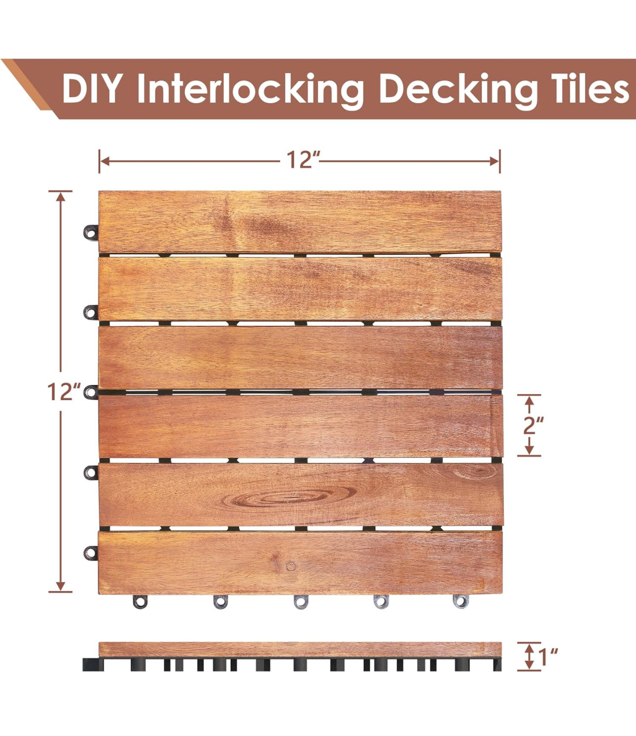 Wood tile new outdoor flooring snap and done. Easy connection 10 sq.f per box 28.99 per box