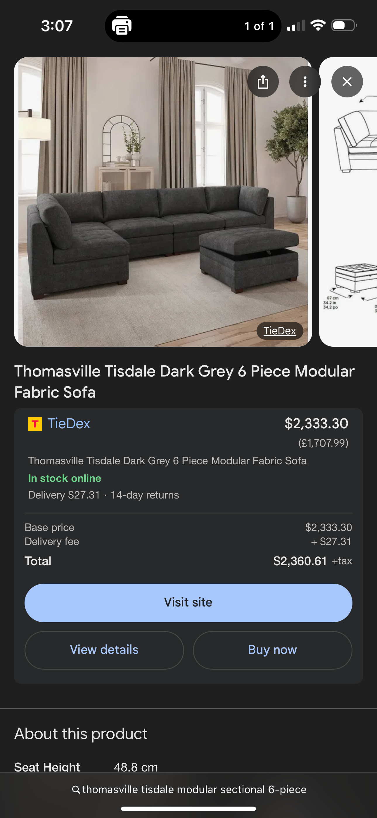 Charcoal modular sectional Thomasville