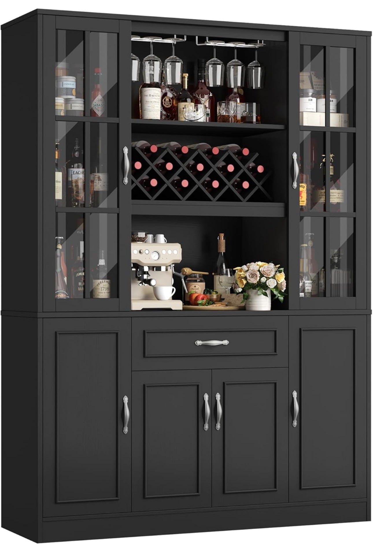 Black cabinet , pantry , coffee bar, wine bar. In box . Free shipping in the US