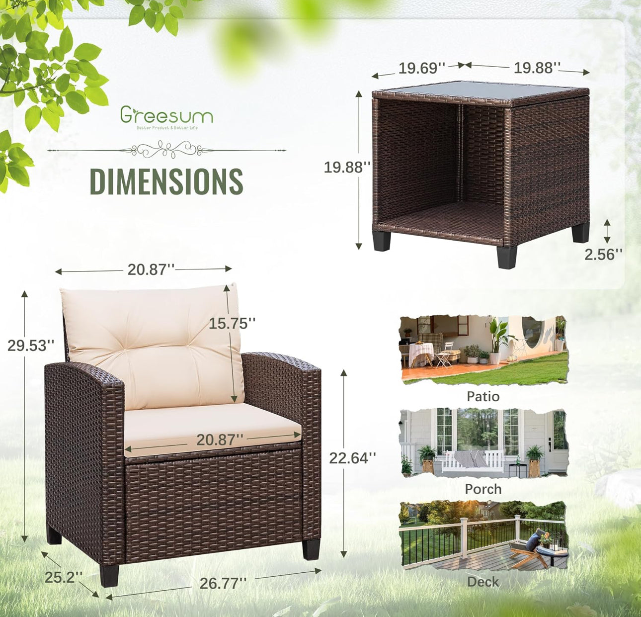 Patio chairs and table free shipping in the US
