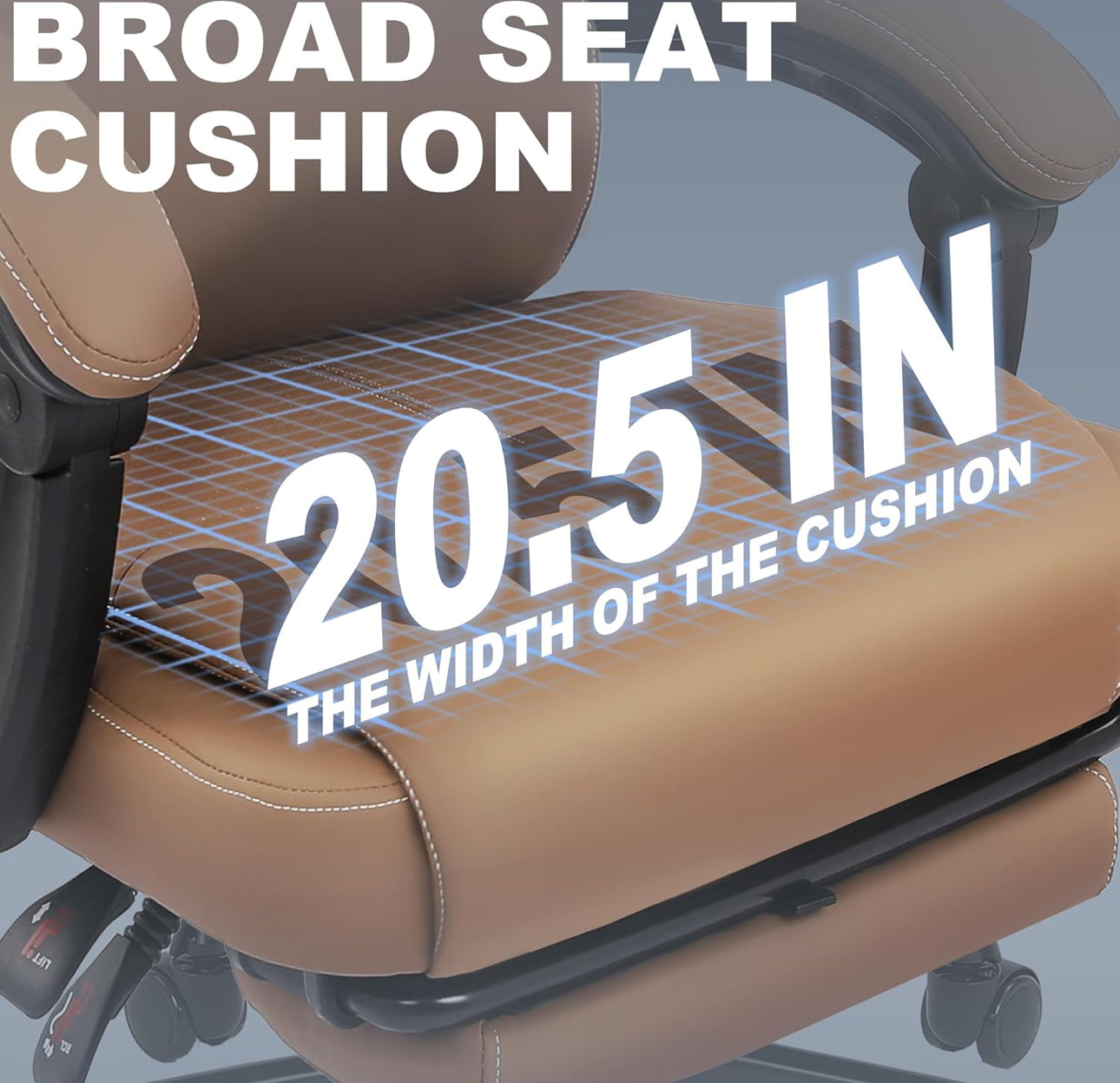 Executive brown desk chair, new inbox, ready to ship with leg extension. Free shipping in the US