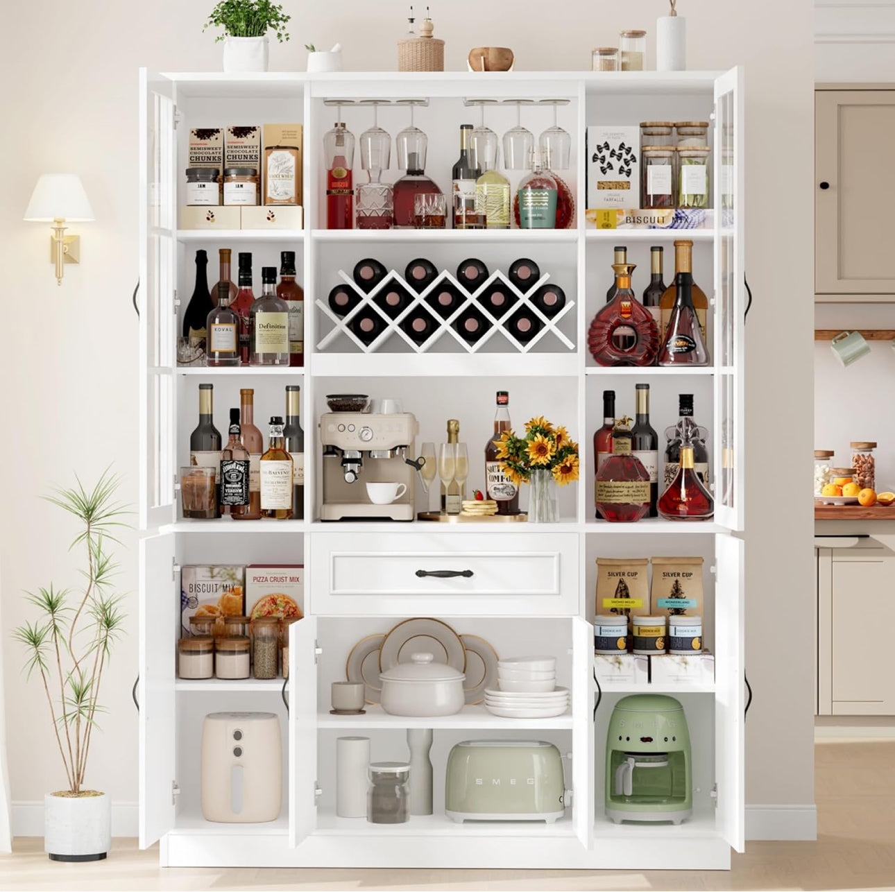 Cabinet pantry , coffee bar , white new in box free shipping in the US