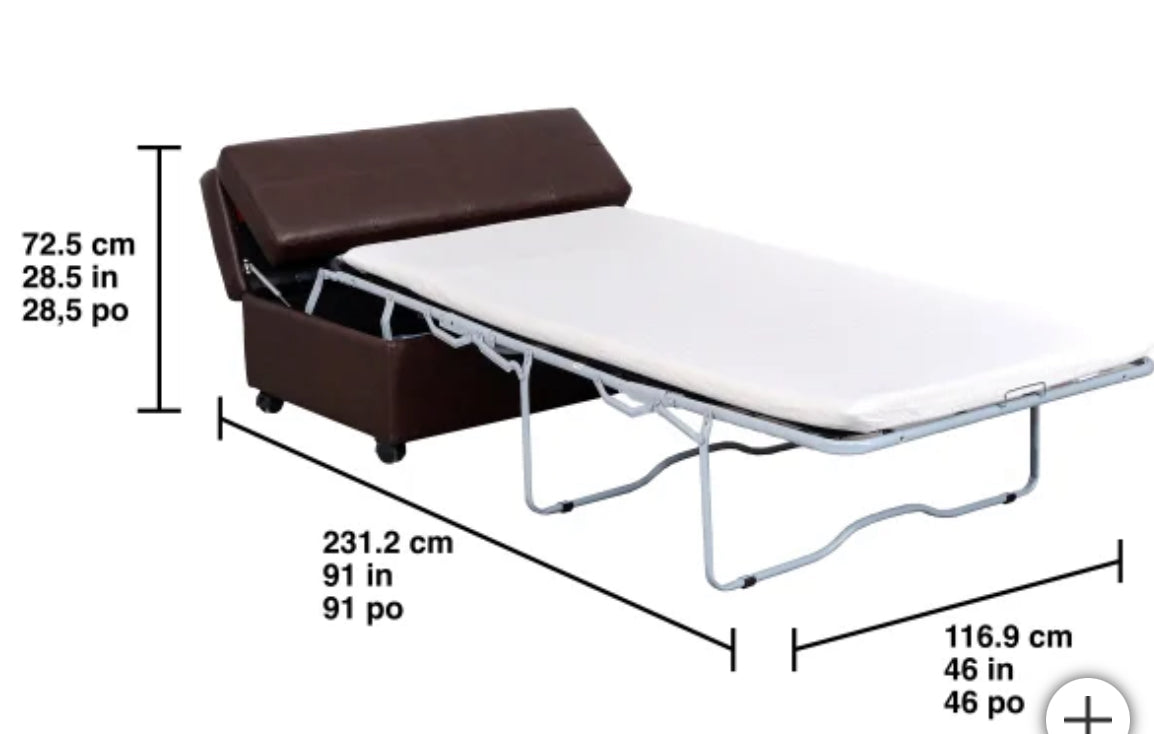 Bed ottoman , pull out bed. Compact designs .