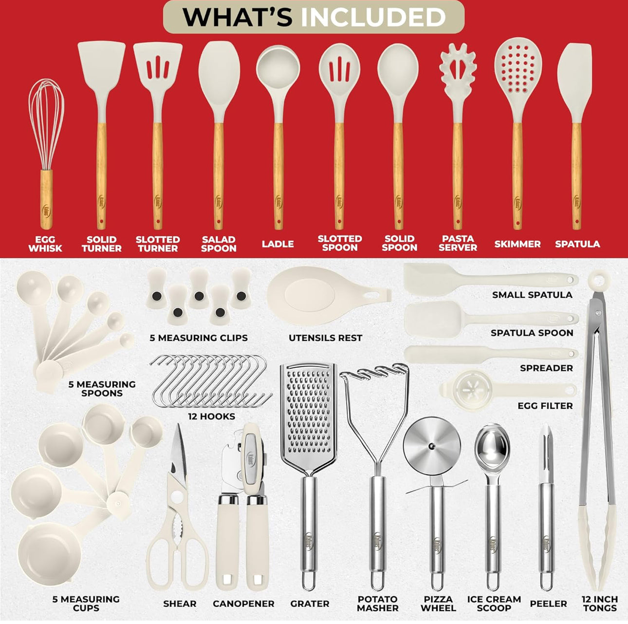 Set of 50 silicone kitchen utensils free shipping in the US