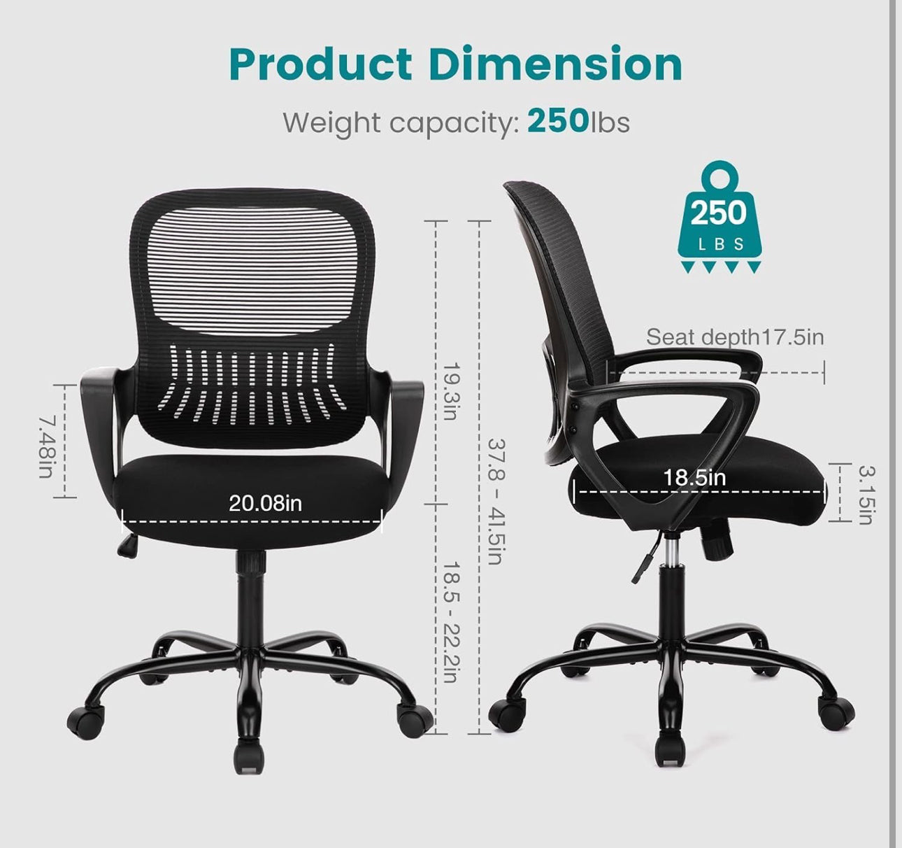 Ergonomic desk chair black free shipping in the US.
