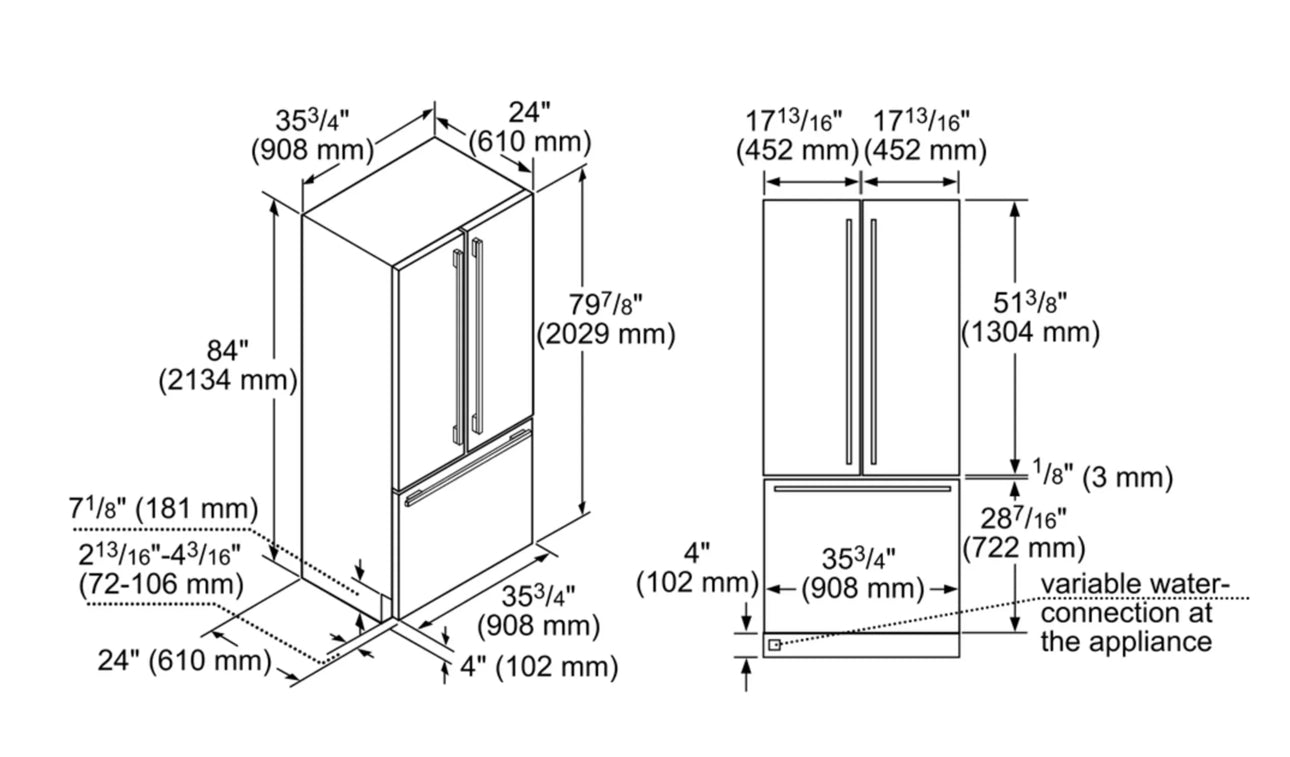 THERMADOR built in 19.5 cb new fridge freezer pickup only , custom door panels not included.