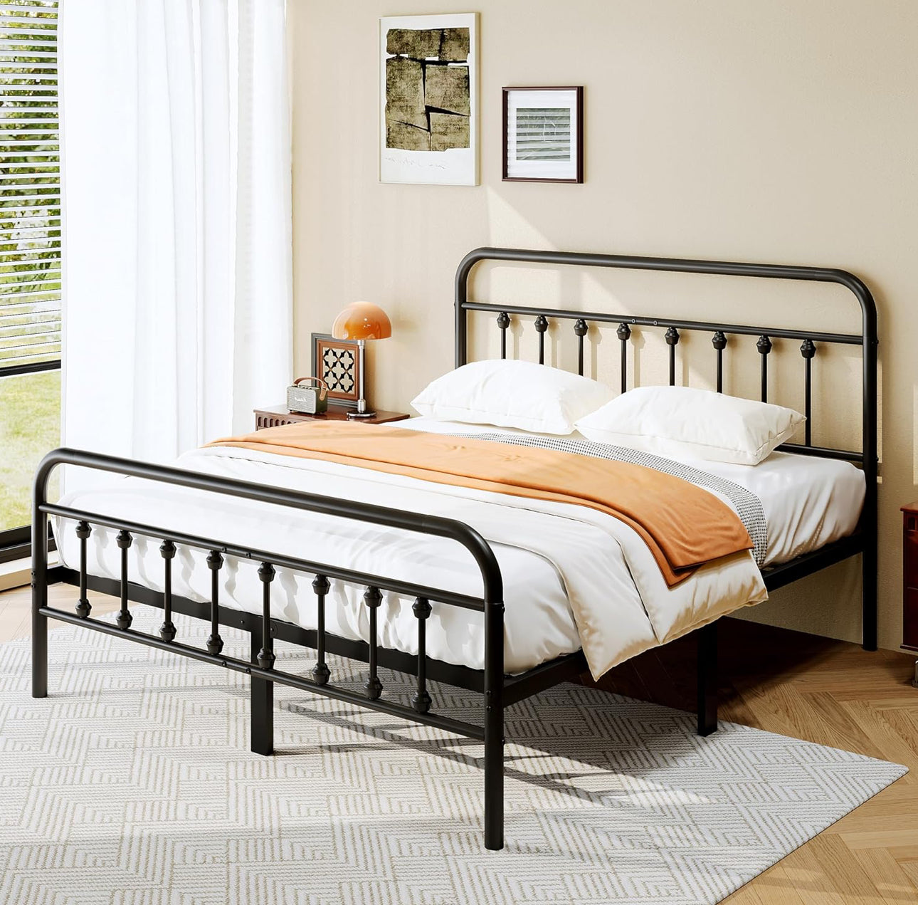 King bed frame black metal free shipping in the US