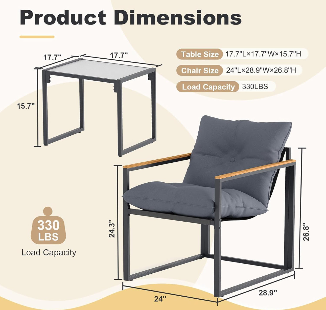 Outdoor 2 chairs and table set new in box shipping free in the US