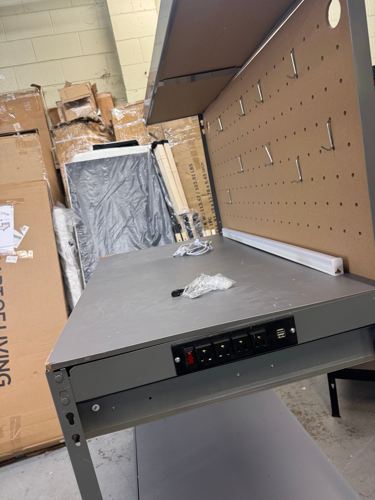 Work bench grey with led light