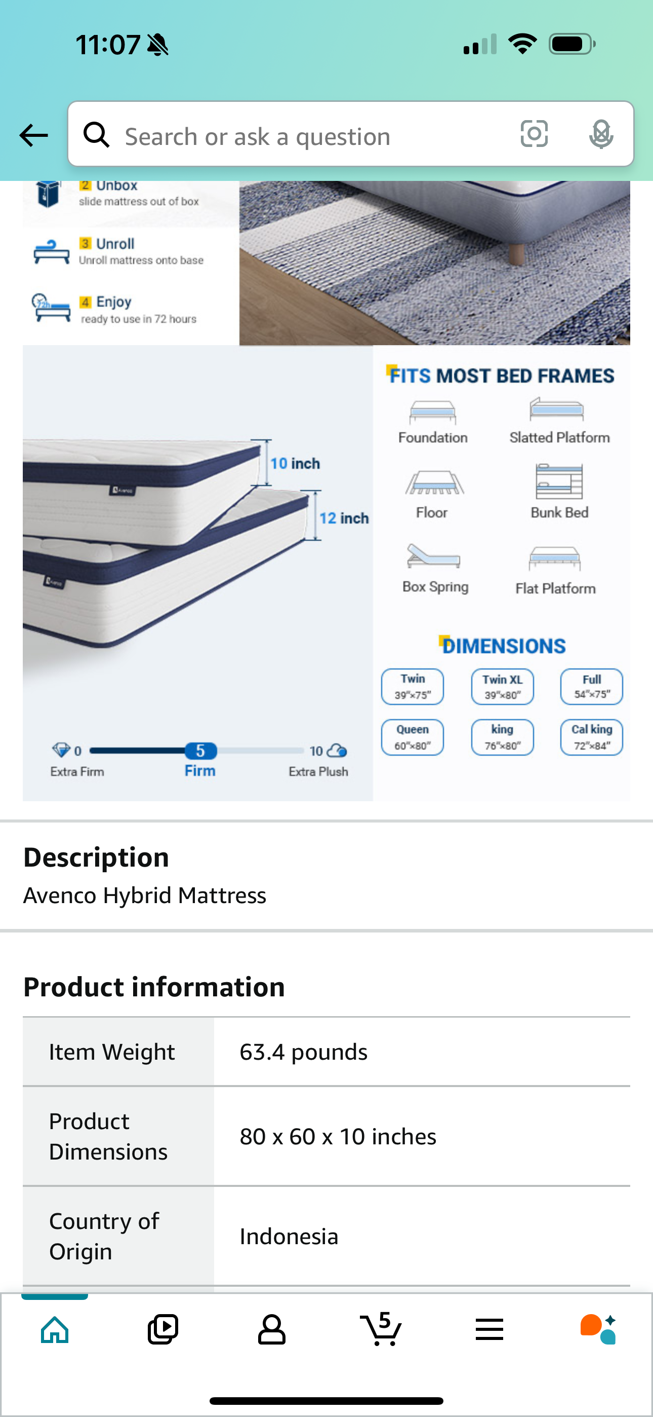 12 inch memory foam queen mattress new in box