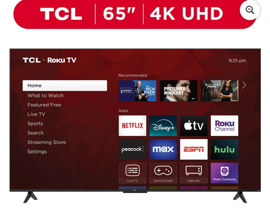 TLC 65 inch new tv Roku free shipping in the US