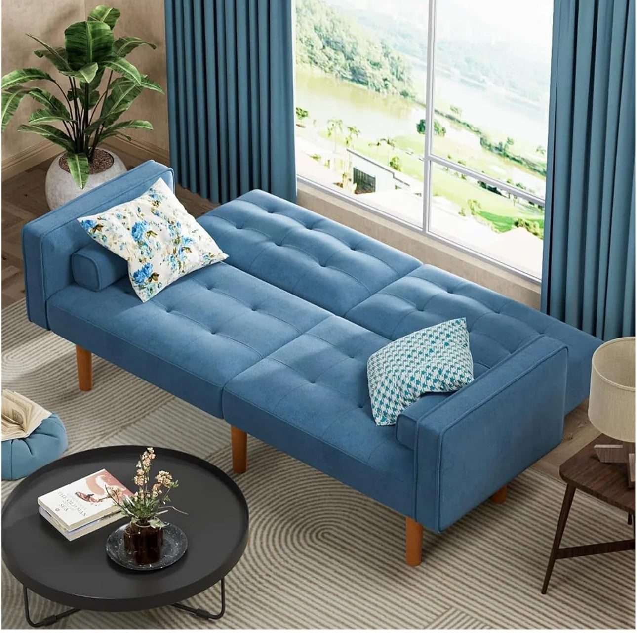 Blue futon sofa bed new assembled