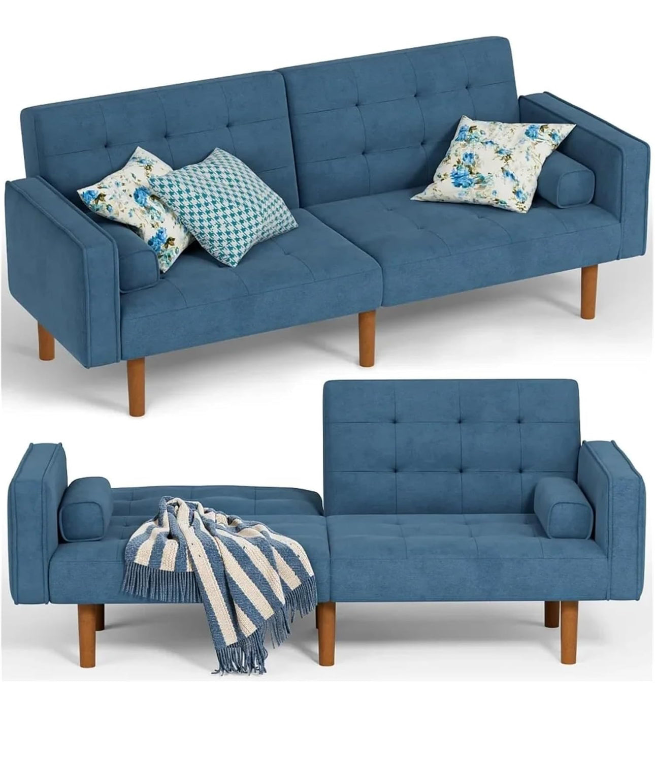 Blue futon sofa bed new assembled