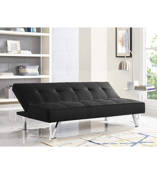Futon sofa new black color silver feet