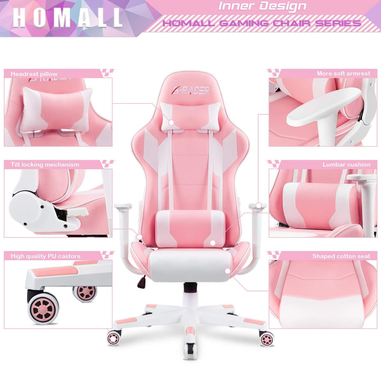 Pink and white desk chair