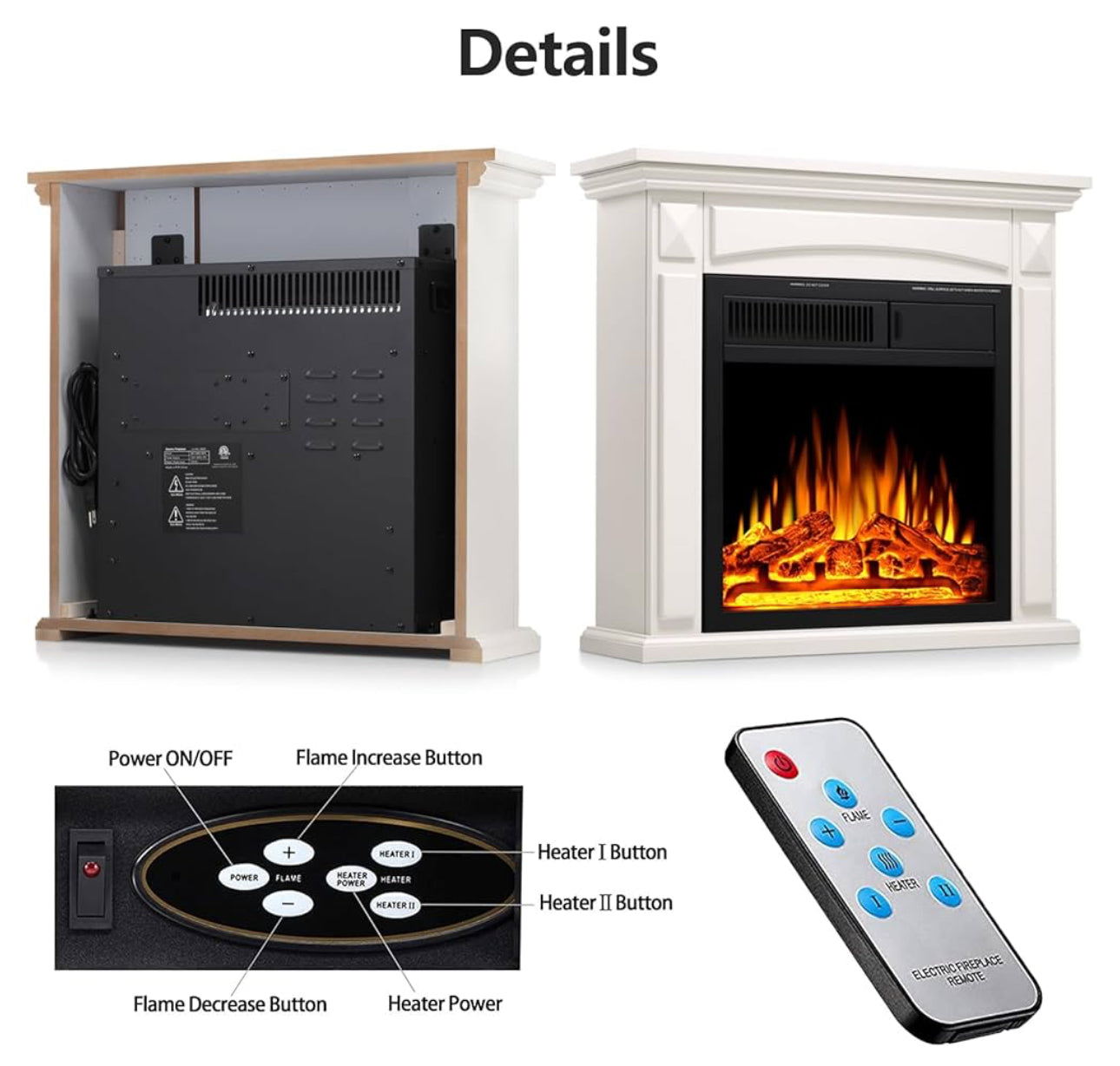 White Small fireplace heater new.