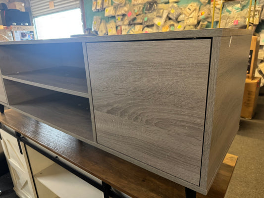 Tv stand console with doors , grey wash comes fully assembled