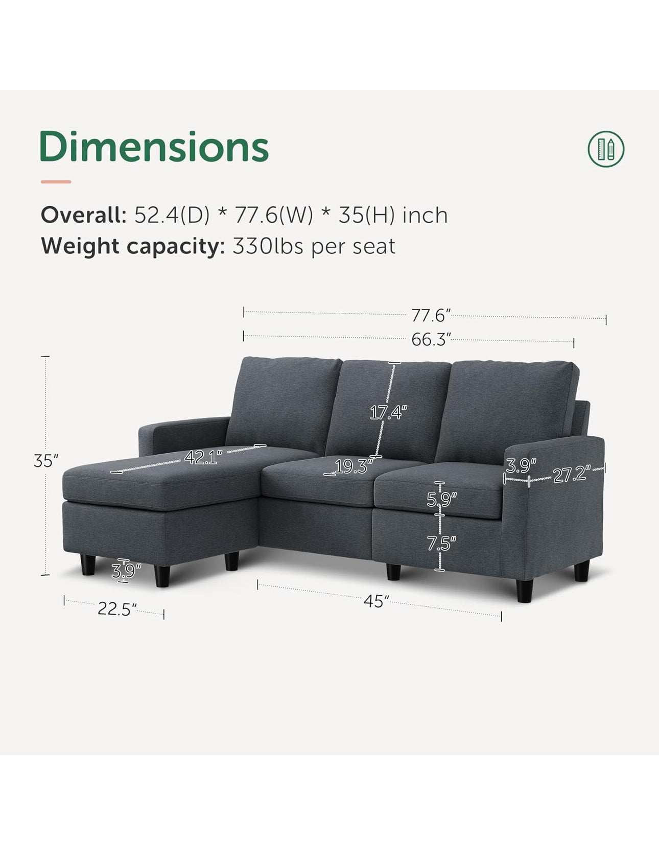 Small sofa with ottoman new comes assembled