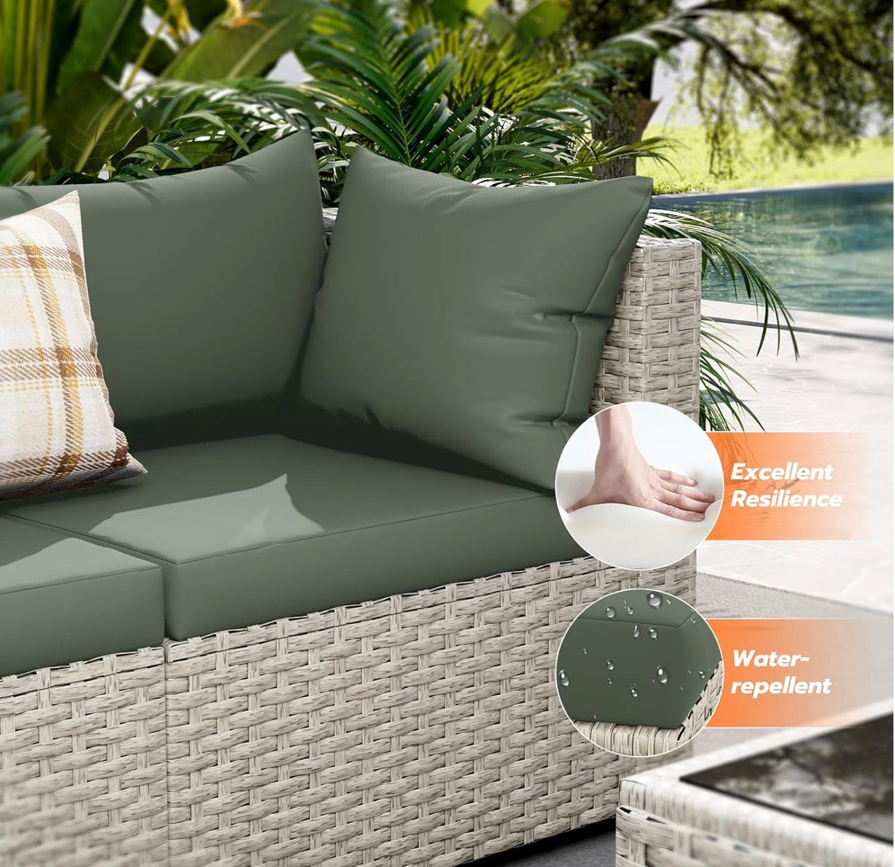 7 pc patio set , outdoor Modular sectional with table . Free shipping in the US