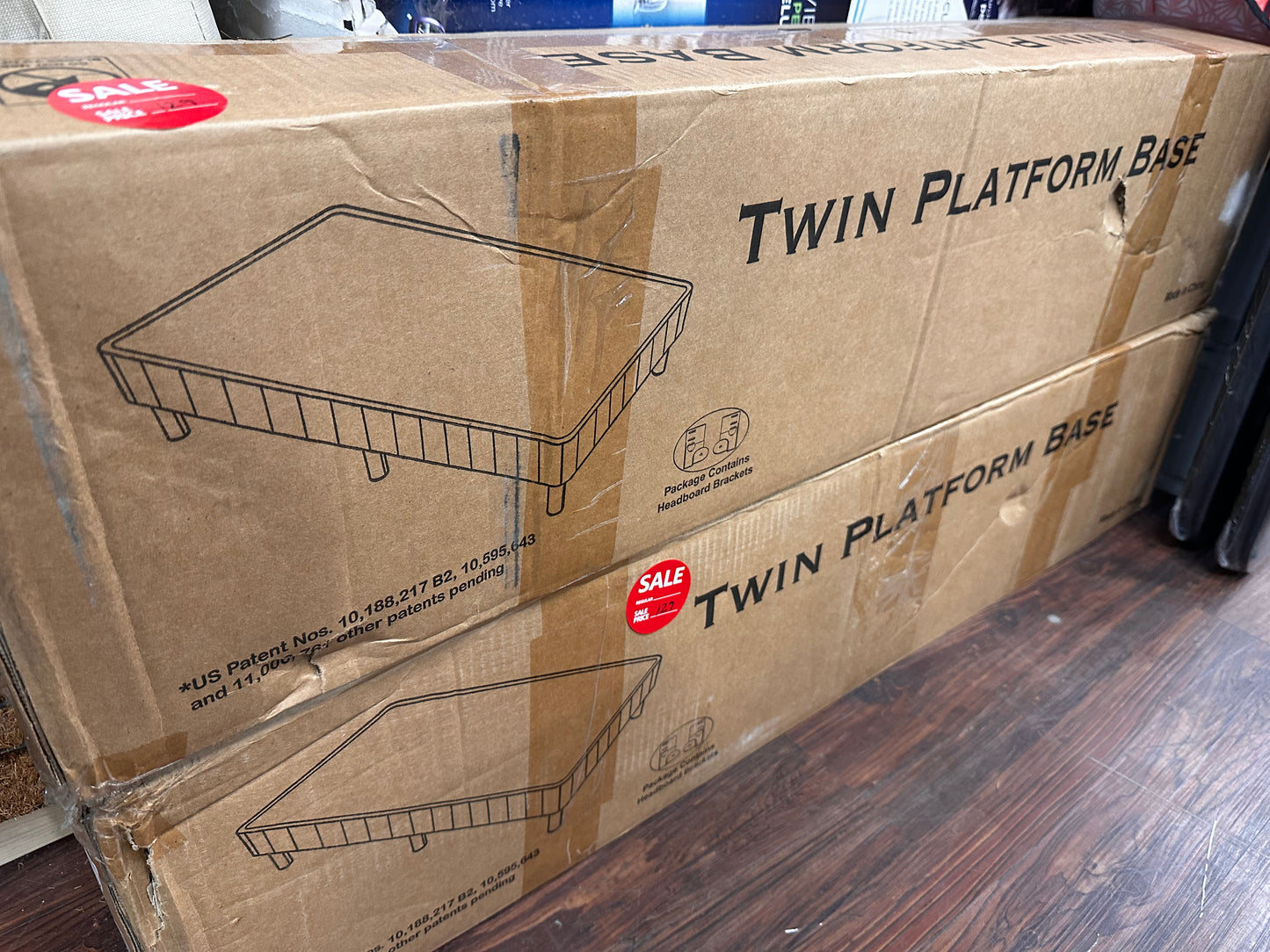 Twin platform bed heavy duty with cover new in box