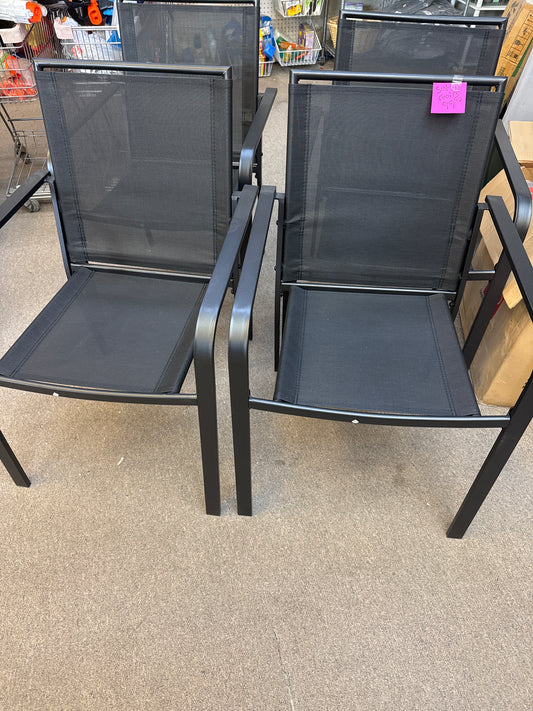 Set of 4 stackable outdoor chairs black mash