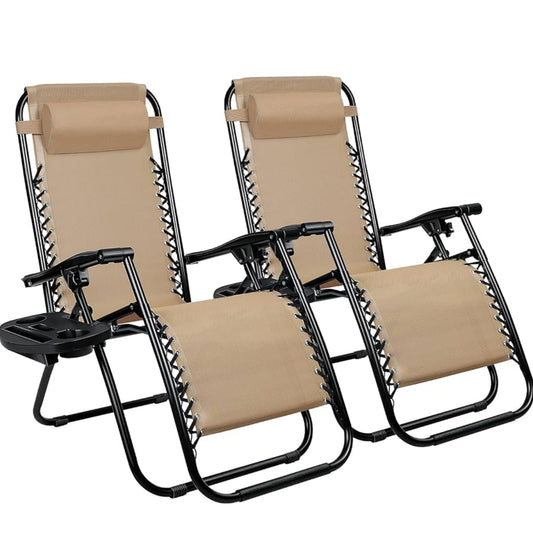 Set of 2 chairs zero gravity brown mash free shipping in the US