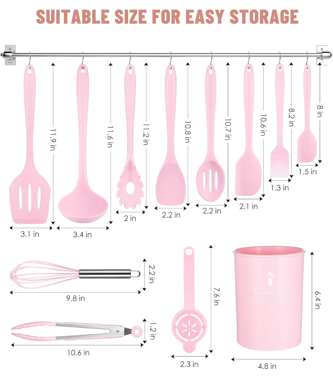 12 pink kitchen utensils free shipping in the US