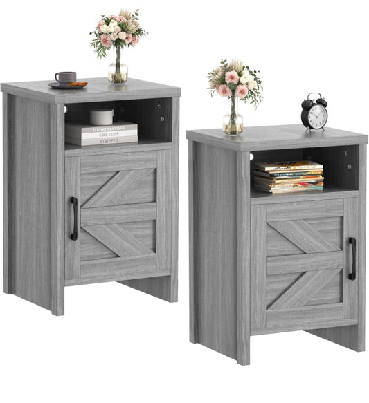 Set of 2 grey side tables (nightstands)