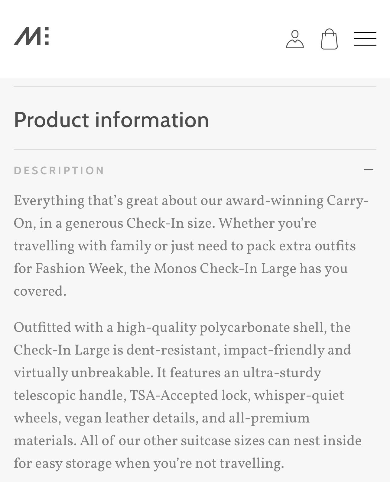 Monos large check in bag