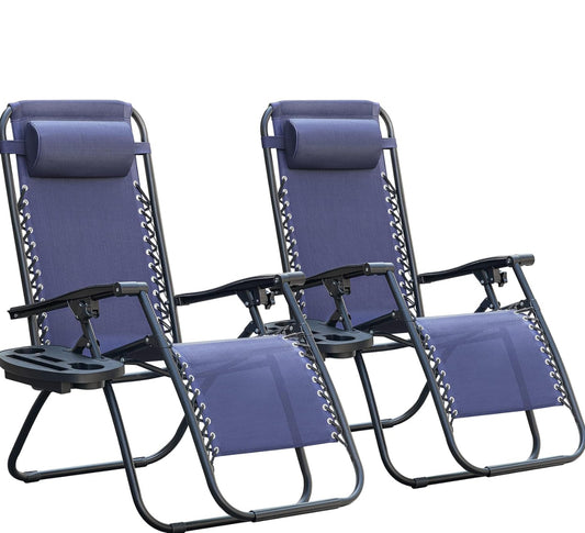Set up two lawn chairs, Blue mash portable. Free shipping in the US