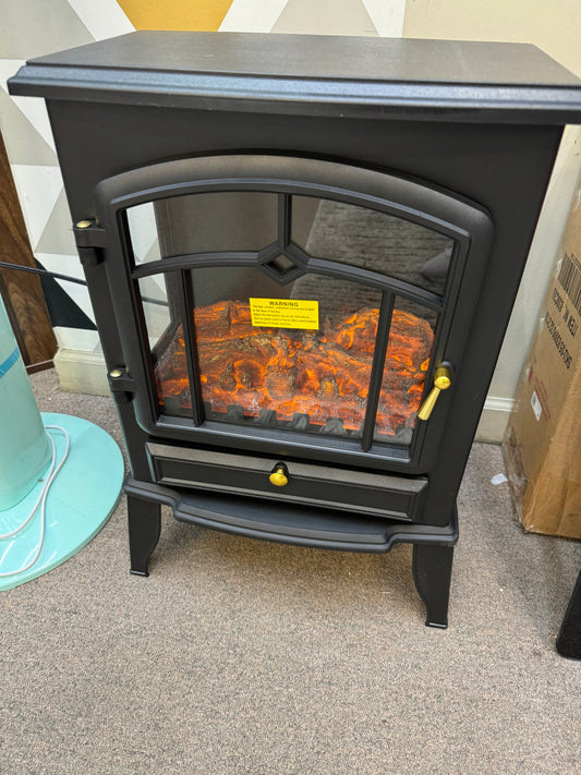 Small space heater electric fireplace black