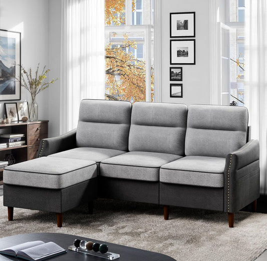 Sofa with ottoman stool grey 2 tone new fully assembled