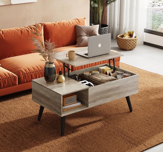 39 inch Coffee table grey wash with a lift and storage , free shipping in the US