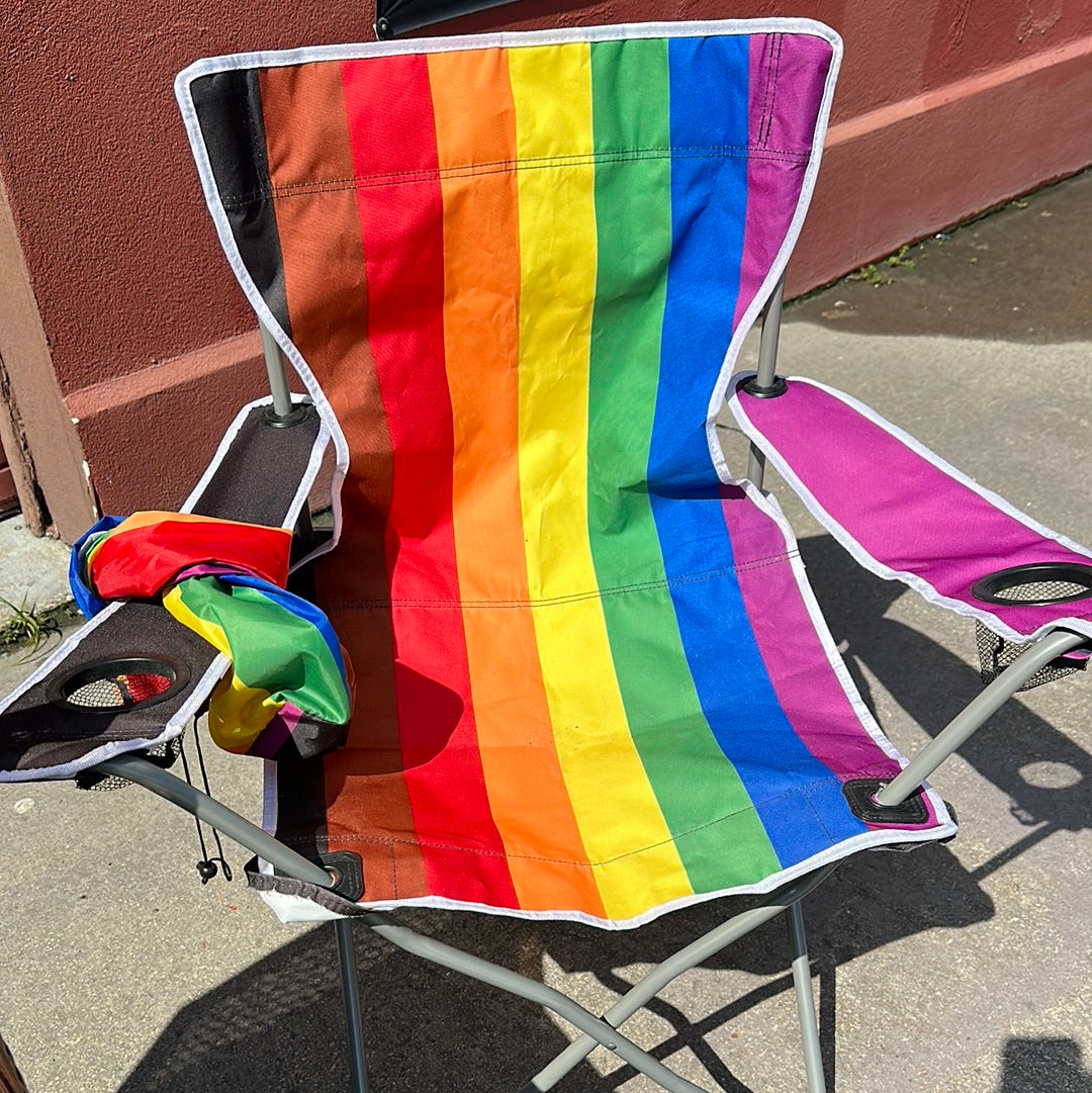 Beach chair rainbow colors comes with a case