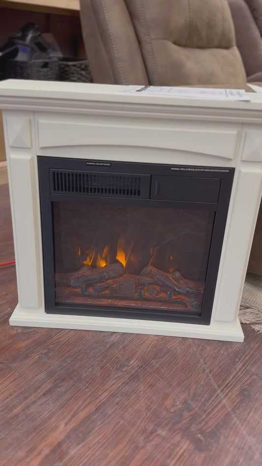 Electric fireplace with remote control white frame